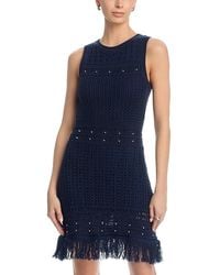 MILLY - Beaded Fringe Knit Shell Dress - Lyst
