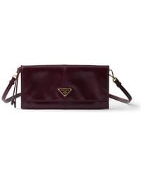 Prada - Leather Wallet With Shoulder Strap - Lyst