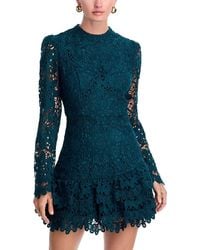 Aqua - Lace Long Sleeve Flounce Mini Dress - Lyst