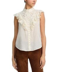 Aqua - Lace Flutter Sleeve Top - Lyst