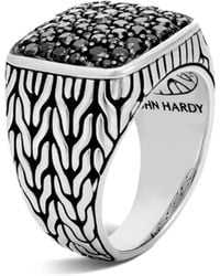 John Hardy Silver And Sapphire Classic Chain Signet Ring - Metallic