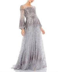Mac Duggal - Jewel Encrusted Illusion Long Sleeve A Line Gown - Lyst