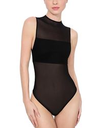 Alice + Olivia - Bandeau Trim Mesh Bodysuit - Lyst