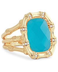 Anabel Aram - Pave & Bamboo Cocktail Ring - Lyst