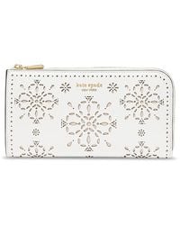 Kate Spade - Devin Spade Flower Perforated Leather Zip Around Continental Wallet - Lyst