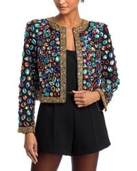 Aqua - Collarless Jeweled Blazer - Lyst