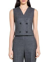 Theory - Double Breasted Marled Wool Vest - Lyst