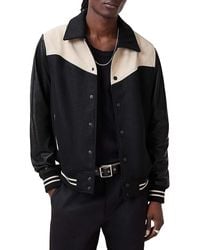 AllSaints - Endleton Mixed Media Western Bomber Jacket - Lyst