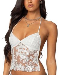 Edikted - Nyx Backless Sheer Lace Top - Lyst