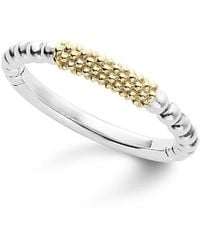 Lagos - Caviar Icon 18K And Sterling Bead Bar Stacking Ring - Lyst