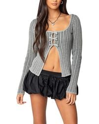 Edikted - Bowtie Split Front Knit Top - Lyst