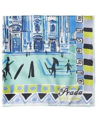 Prada - Pittoresque Milan Print Silk Foulard Scarf 90X90 - Lyst