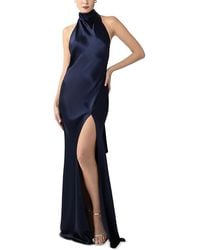 SAU LEE - Penelope Satin Halter Neck Gown - Lyst