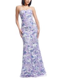 open lace back dress Dress The Population Women's Asymmetrical Neck Sheath Gown - Black