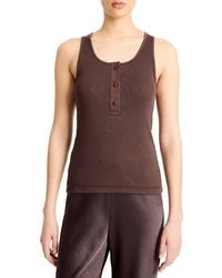 Vince - Mixed Media Henley Tank Top - Lyst