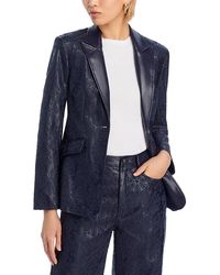 Cinq À Sept - Embroidered Faux Leather Blazer - Lyst