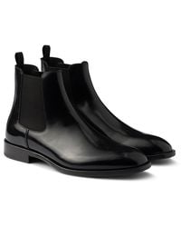Prada - Brushed Leather Chelsea Boots, Size 5,5 - Lyst