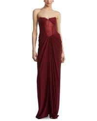 BCBGMAXAZRIA - Lace Jersey Floor Sweeping Gown - Lyst