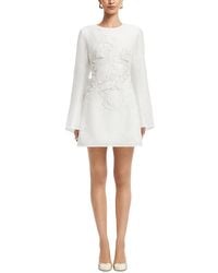LEO LIN Aurlie Appliqu Short Sleeve Mini Dress - Cream in White | Lyst