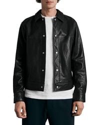 Rag & Bone - Owen Leather Relaxed Fit Trucker Jacket - Lyst