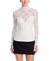 Aqua - Open Knit Long Sleeve Turtleneck Top - Lyst