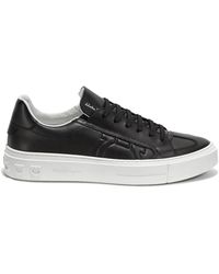 salvatore ferragamo men's borg gancini leather sneakers