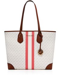 michael kors large logo stripe tote