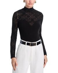 Aqua - Open Knit Long Sleeve Turtleneck Top - Lyst