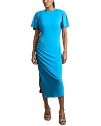 Reiss Jessa Side Ruched Asymmetric Dress in Blue | Lyst