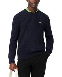 Lacoste - Cable Knit Cotton Sweater - Lyst