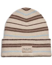 Rag & Bone - Blake Multi Stripe Knit Wool Blend Beanie - Lyst