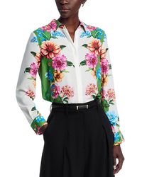 Tahari - Button Down Printed Blouse - Lyst