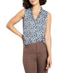 NIC+ZOE - Brushstrokes Ruffle Neck Top - Lyst