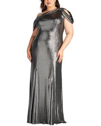 Tadashi Shoji - Plus Size Copley Shoulder Drape Lam Gown - Lyst