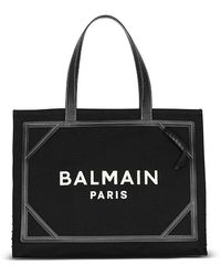 Balmain - B-Army 42 Monogram Canvas And Leather Tote Bag - Lyst