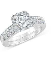 Bloomingdale's Diamond Halo Engaget Ring & Band Set In 18k White Gold