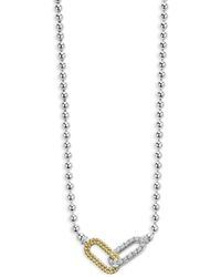 Lagos - 18K & Sterling Caviar Lux-Clip Diamond Bead Link Necklace, 16-18 - Lyst