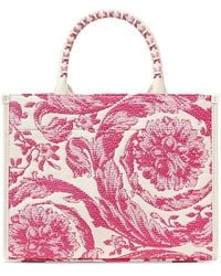 Versace - Barocco Athena Raffia Small Tote Bag - Lyst