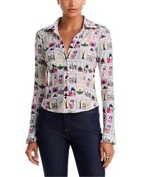 Alice + Olivia - Freya Staceface Fitted Nipped Waist Button Down Top - Lyst