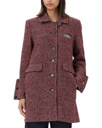 Ganni - Woollen Check Midi Jacket - Lyst