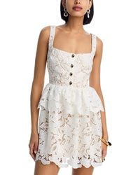Self-Portrait - Lace Peplum Mini Dress - Lyst