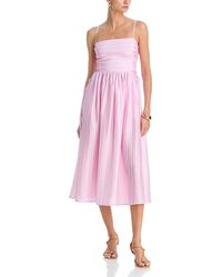 Aqua - Stripe Side Lace Up Midi Dress - Lyst