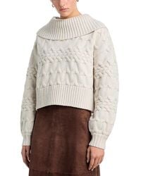 525 America - 525 Maureen Cowl Neck Mixed Cable Knit Pullover Sweater - Lyst