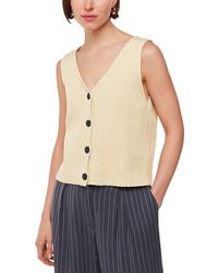 Whistles - Button Front Sleeveless Knit Top - Lyst