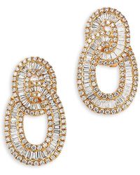 Bloomingdale's Fine Collection - Diamond Baguette & Round Interlocking Circle Drop Earrings - Lyst
