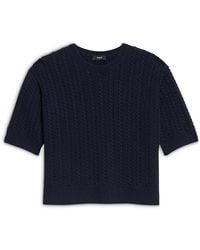 Theory - Cropped Cable Knit Cashmere Crewneck Sweater - Lyst