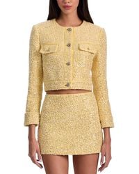 Alice + Olivia - Lorie Long Sleeve Embellished Tweed Jacket - Lyst