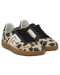 Balmain - Swan Leopard Print Suede Leather Trainers - Lyst