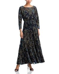 Aqua - Velvet Burnout Maxi Boho Dress - Lyst