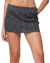 Edikted - Reesa Studded Denim Mini Skort - Lyst